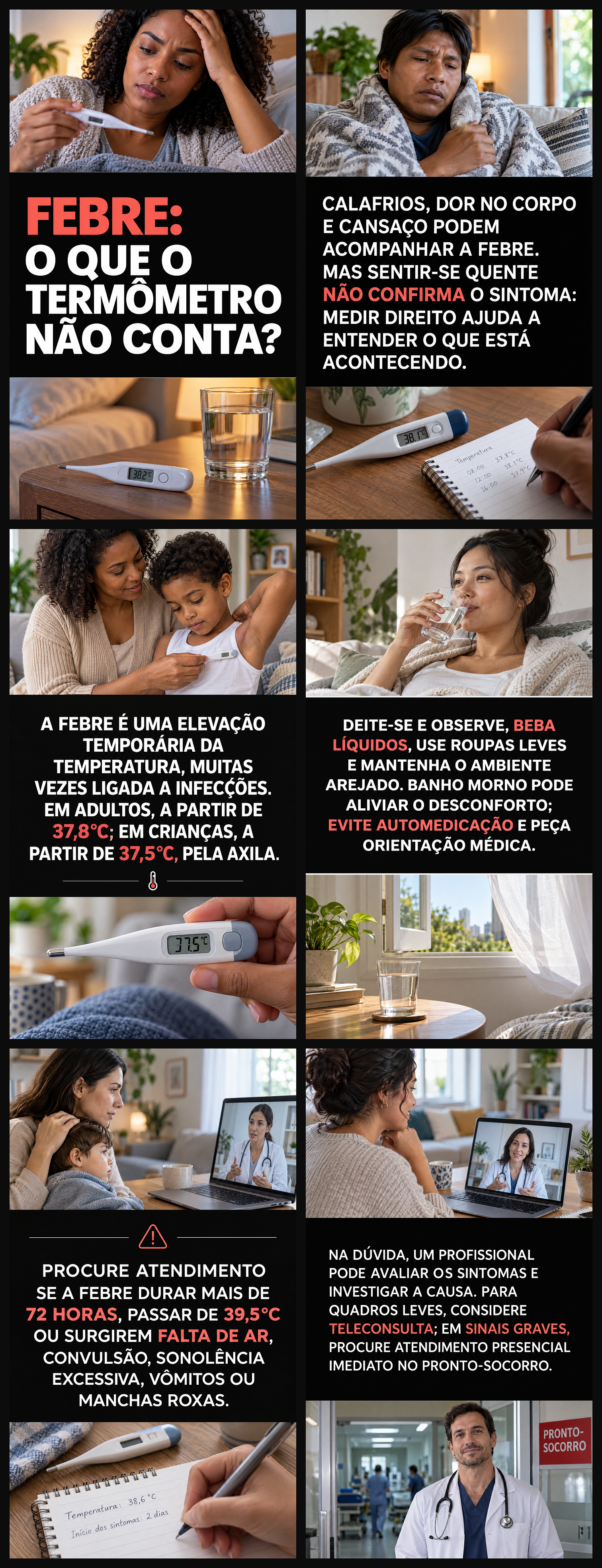 infográfico sobre febre e temperatura, quais as diferenças