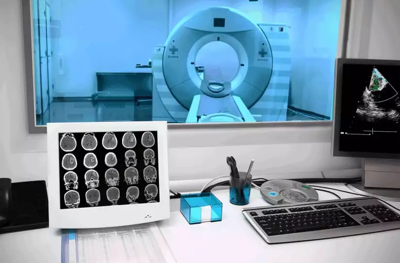 Sala de tomografia ou ressonância magnética