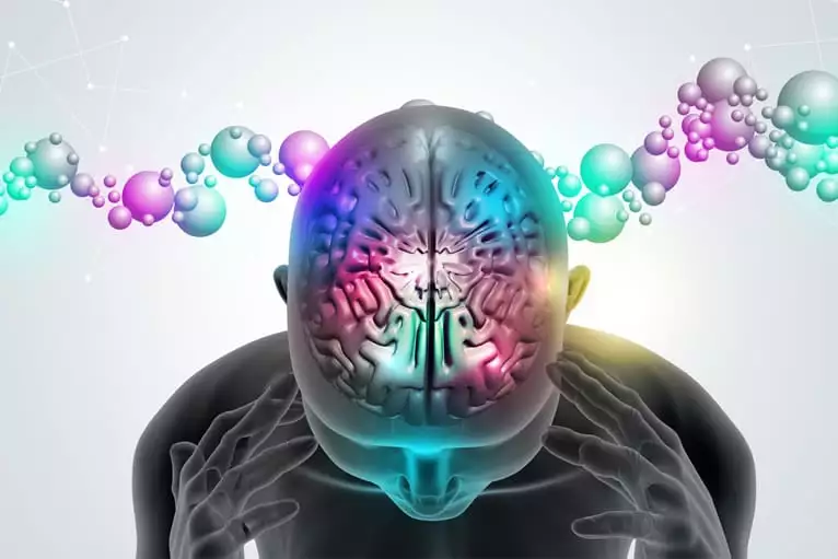 imagem em desenho da cabeça com atividade cerebral