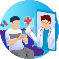 Teleconsulta – o médico e paciente recebem previamente um link da sala de videoconferência