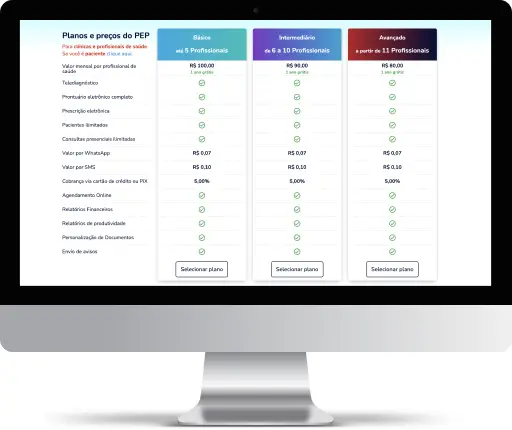 planos e preços do PEP com telemedicina